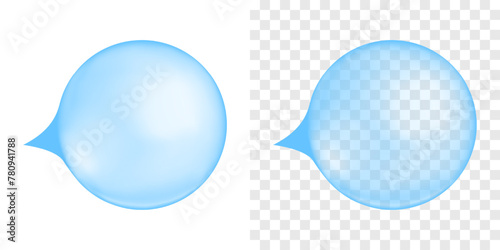 Inflated blue bubble gum. Chewing bubblegum ball isolated on transparent and white background. Cute girly design element. Vector realistic illustration.