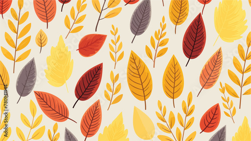 Bright autumn vector background colored various lea photo