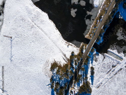 Aerial winter view of Beglika Reservoir, Bulgaria photo