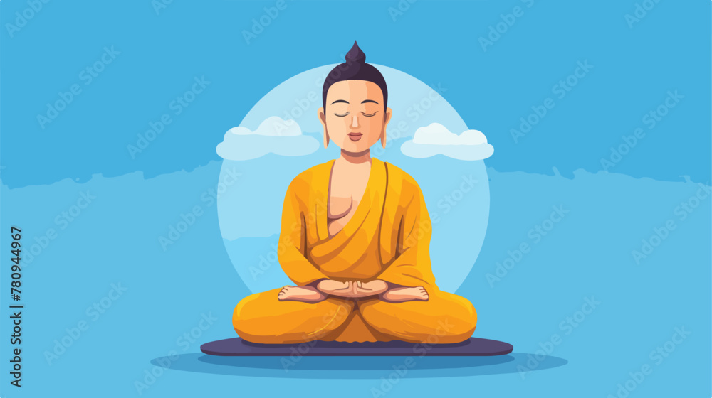 Buddha vector image illustration with blue backgrou
