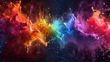 Vibrant Color Explosion in Cosmic Masterpiece with Boundless Copy Space