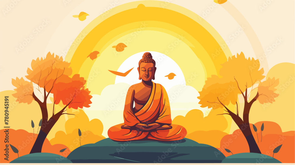 Buddha vector image illustration with colors 2d fla