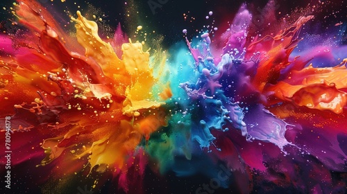 Mesmerizing Explosion of Vibrant Hues and Dynamic Energy in Abstract Digital Art Composition