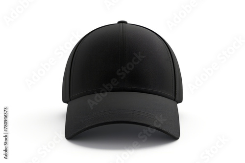 Black baseball cap isolated on a white background with space for a logo 