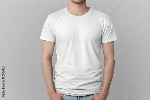 White t-shirt men mock-up photo