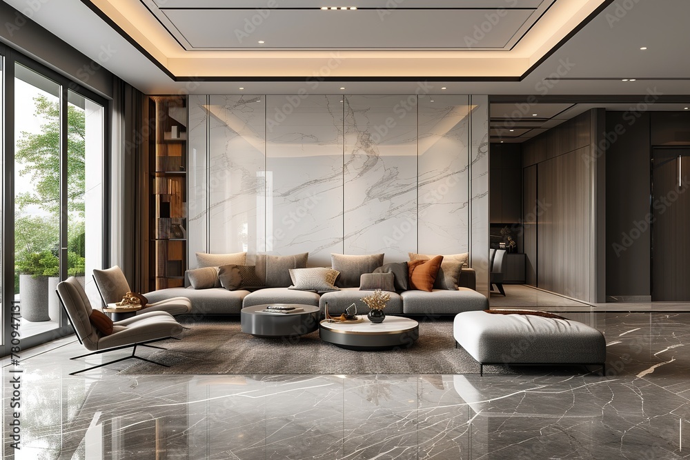 3D rendering interiors design of Modern luxury lounge area and living room 3D rendering interiors design of Modern luxury lounge area and living room