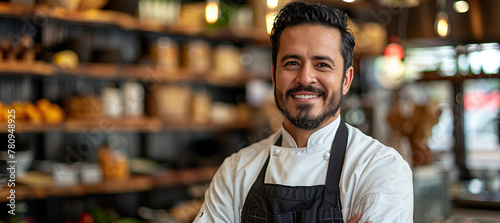 Hispanic American chef  cooking background