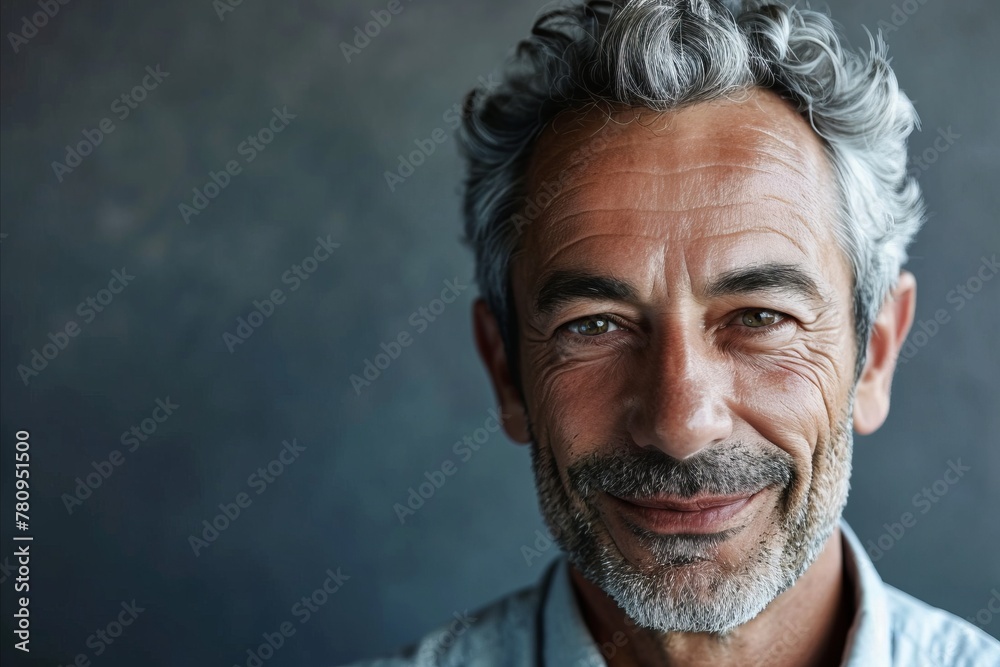 Portrait of a handsome middle-aged man with grey hair. Portrait of a handsome middle-aged man with grey hair.