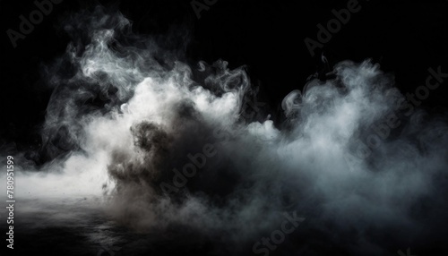 fog or smoke set isolated on black background white cloudiness smoke mist or smog background