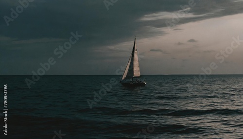 sailboat cruising in the ocean during sunset © Slainie