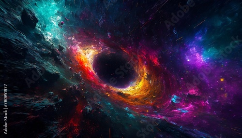 black hole in outer space colorful abstract space background sci fi illustration generative ai photo