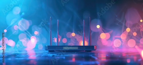 Generic modern high speed router for home secure networks and online communication high tech