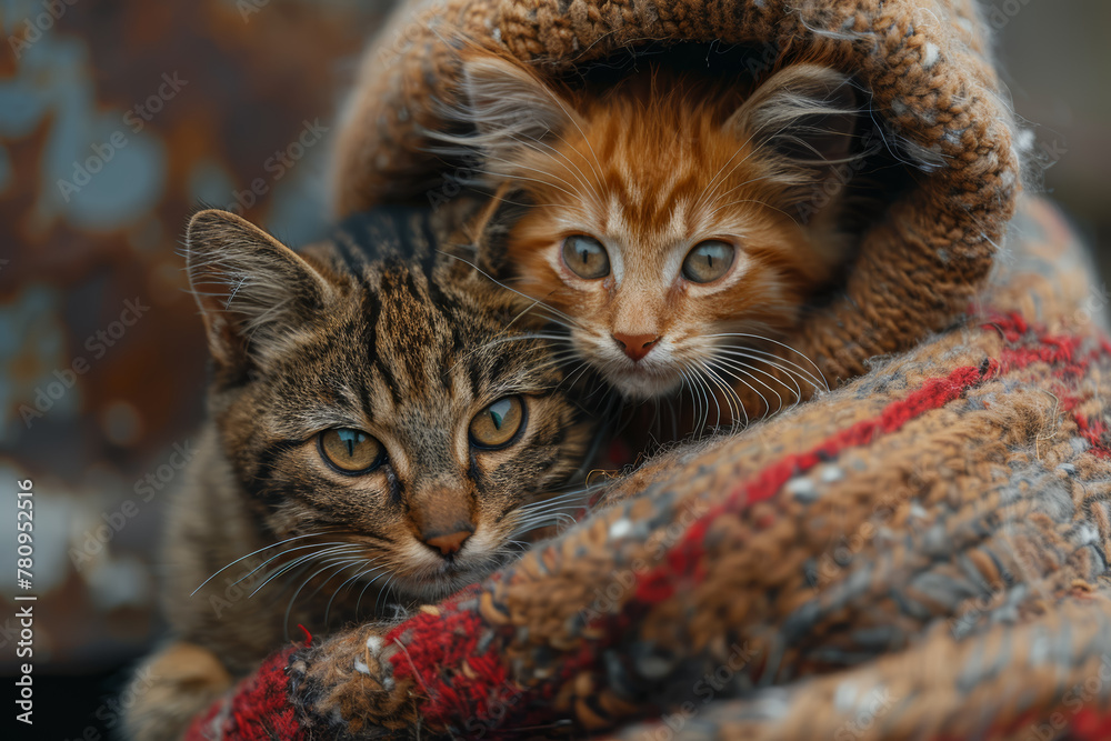 A compassionate act of fostering a homeless pet, providing love and care to an animal in need. Concept of animal adoption and welfare. Generative Ai. A compassionate act of fostering a homeless pet, providing love and care to an animal in need. Concept of animal adoption and welfare. Generative Ai.
