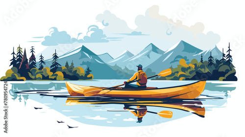 Canoe water sport boating clipart vector illustrati