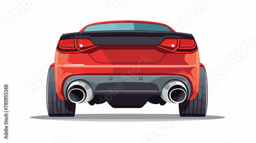 Car among the exhaust. Vector illustration on a whi