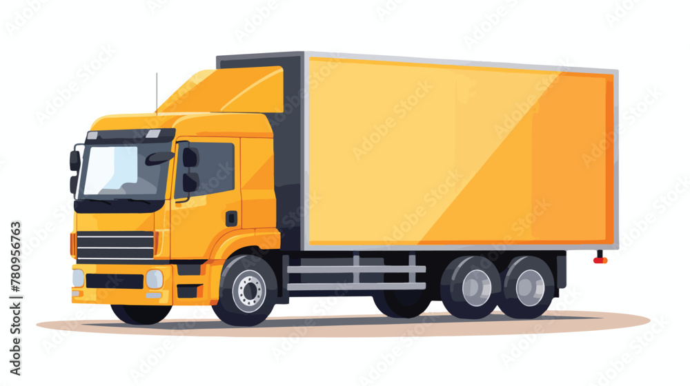 Cargo truck with carton boxes over white background