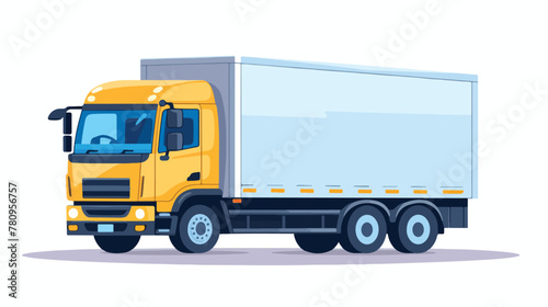 Cargo truck with carton boxes over white background