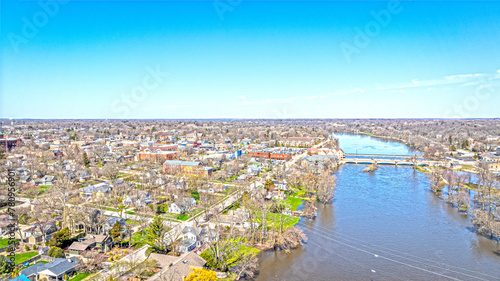 Drone view of Geneva River in Illinois