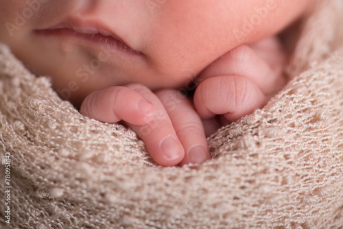 Newborn baby tiny little lips mouth body part