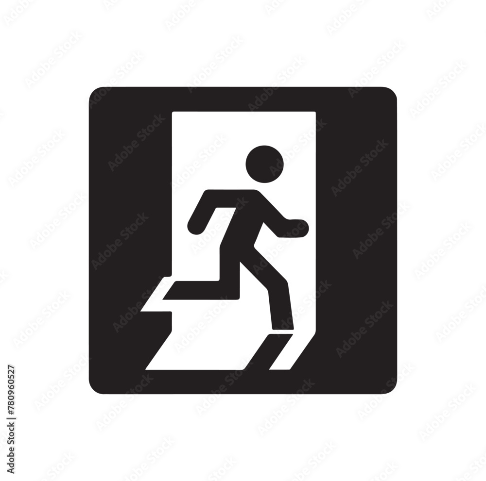 Emergency exit Vector illustration, escape route sign and symbol