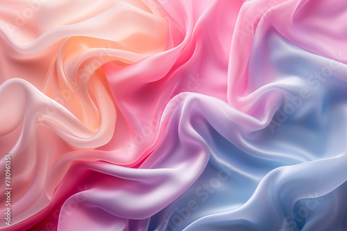 Wavy silk fabric background in pastel colors.