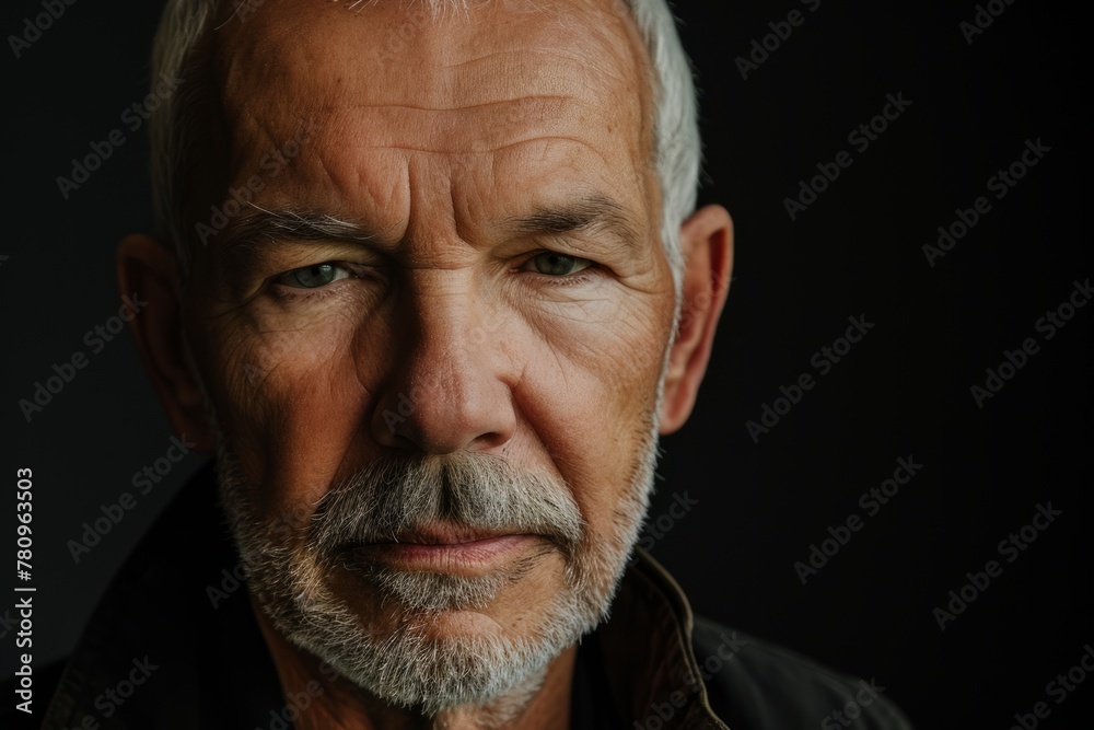 Portrait of an old man on a dark background. Close-up. Portrait of an old man on a dark background. Close-up.