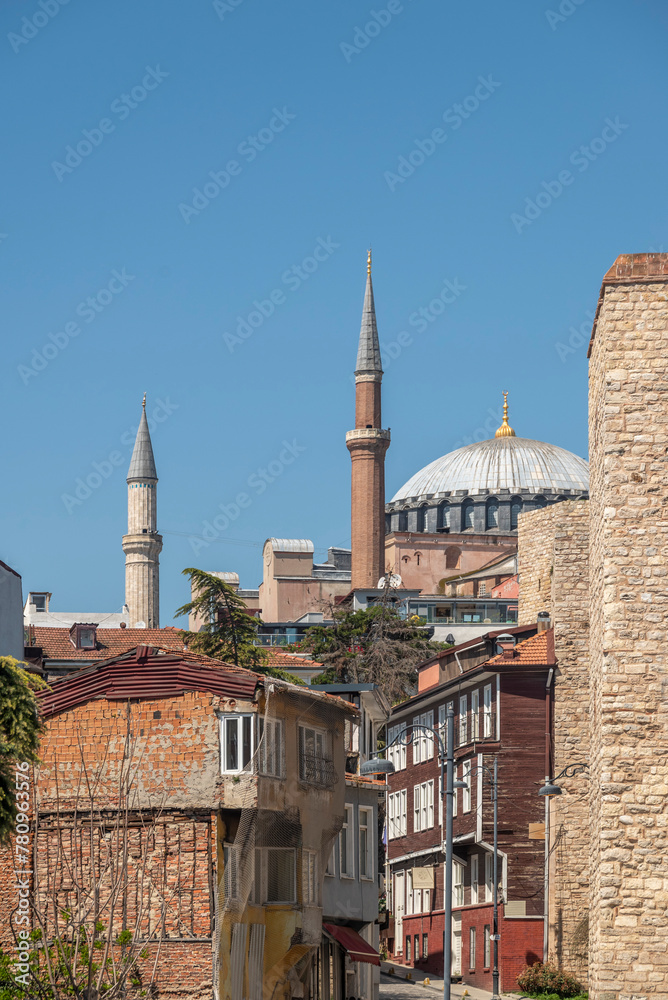 Fototapeta premium Hagia Sophia Grand Mosque is a mosque, a former church, and a major cultural and historical site in Istanbul, Turkey