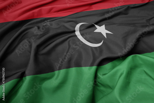 waving colorful national flag of libya.