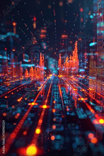 Cutting-edge visualizations of financial data using holographic displays provide valuable insights into positive growth trends  ideal for investment firms with a focus on technology.