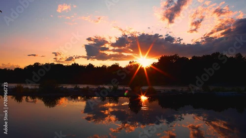 Spring reflections, the Oleggio bridge at sunset photo