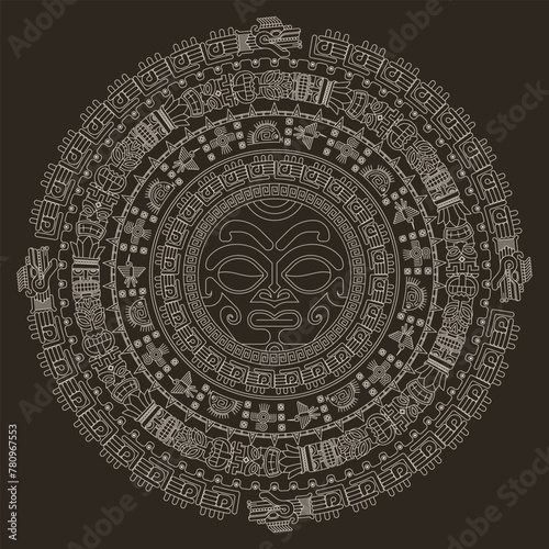 Ancient Mayan Civilization. Old school tattoo collection. Maya, Aztecs, Incas. Sunstone, pyramids, glyphs, Kukulkan. Ancient Mexican mesoamerican culture. Vintage traditional tattoo style