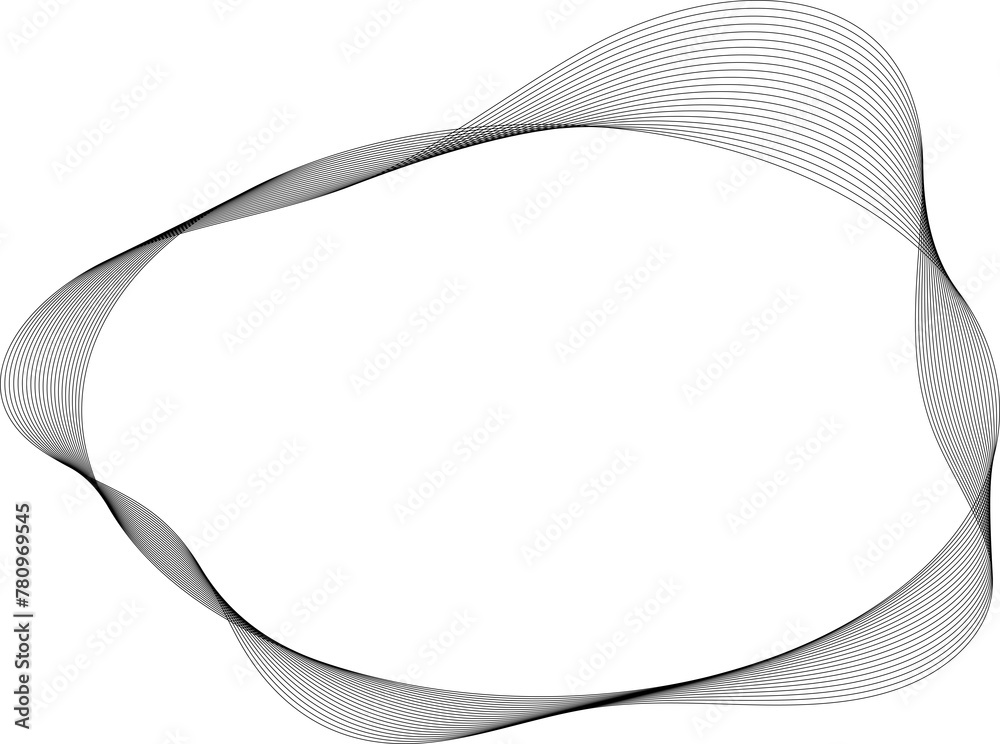 Oval frame fluid forms with line blend effect. Technology concept