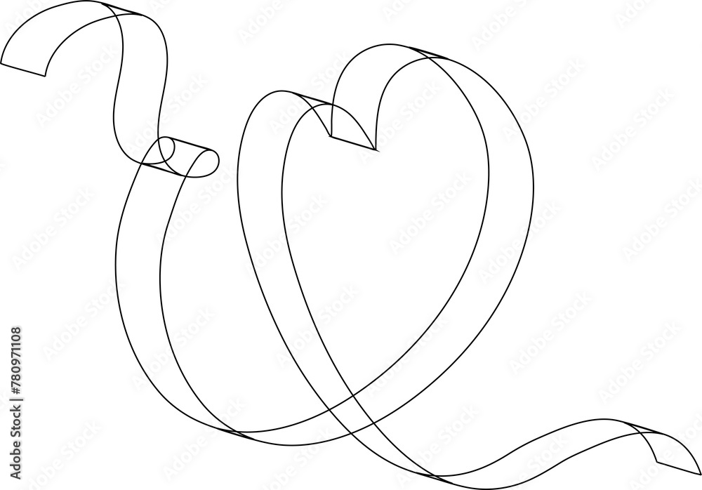 Heart ribbons thin line, concept of love Heart ribbons thin line, concept of love