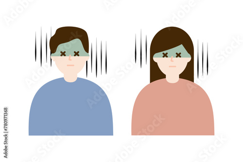 Burnout people. Tired man and woman. Anxiety, stress, mental health, depression, overwork concepts. Flat vector character design illustration isolated on white background.