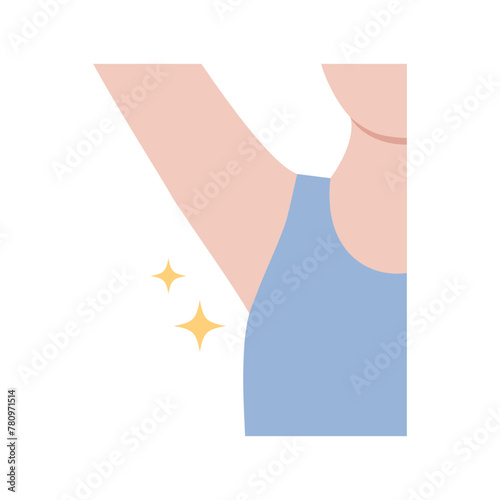 Clean underarm armpit icon. Hair remove, beauty, laser treatment, waxing, body care concepts. Flat vector design isolated on white background illustration.