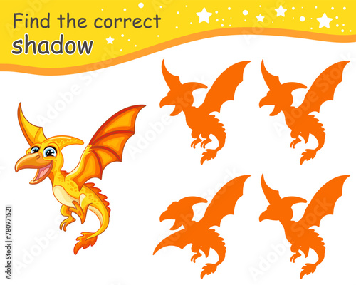 Find correct shadow of pterodactyl dinosaur vector illustration © alinart