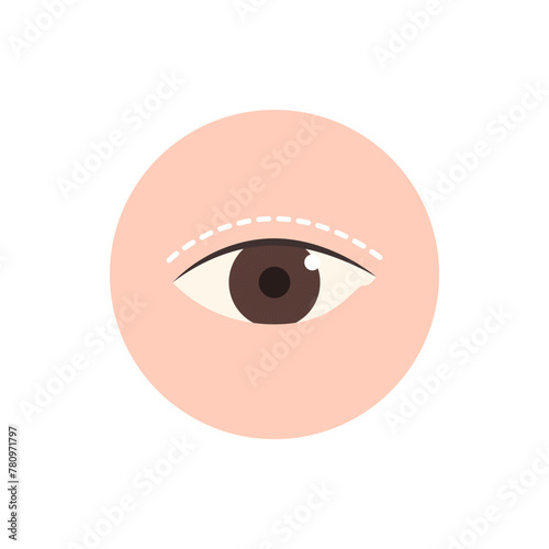 Double eyelid surgery icon set. Beauty, cosmetic, procedure, treatment concept. Flat vector design illustration isolated on white background.