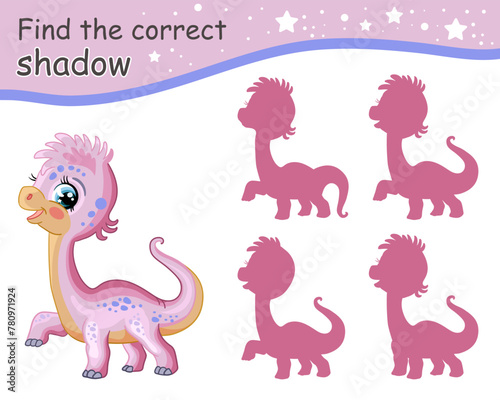 Find correct shadow of pink dinosaur vector illustration © alinart