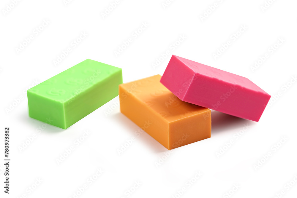 Colorful Eraser isolated on white background. Colorful Eraser isolated on white background.