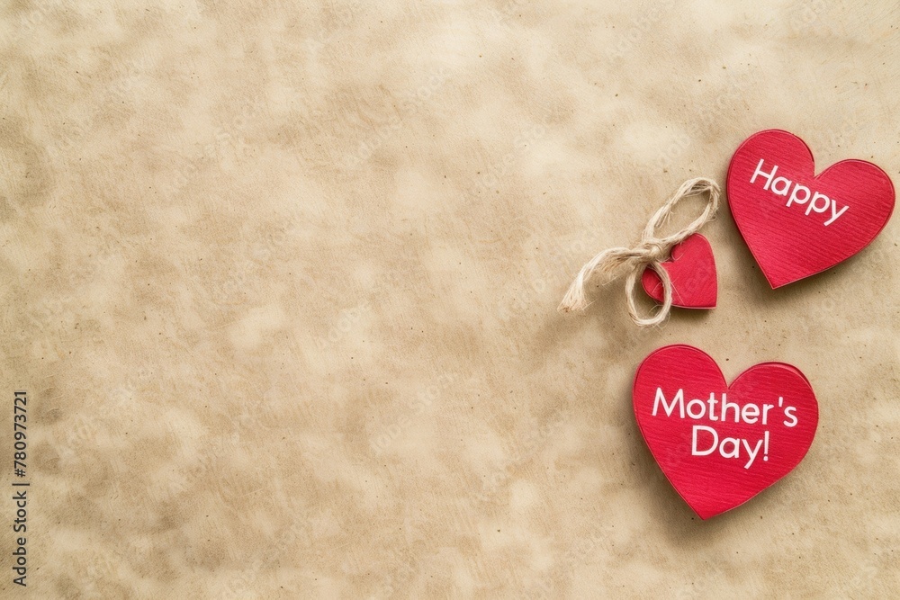 Fototapeta premium A red heart with the words Happy Mother's Day written on it