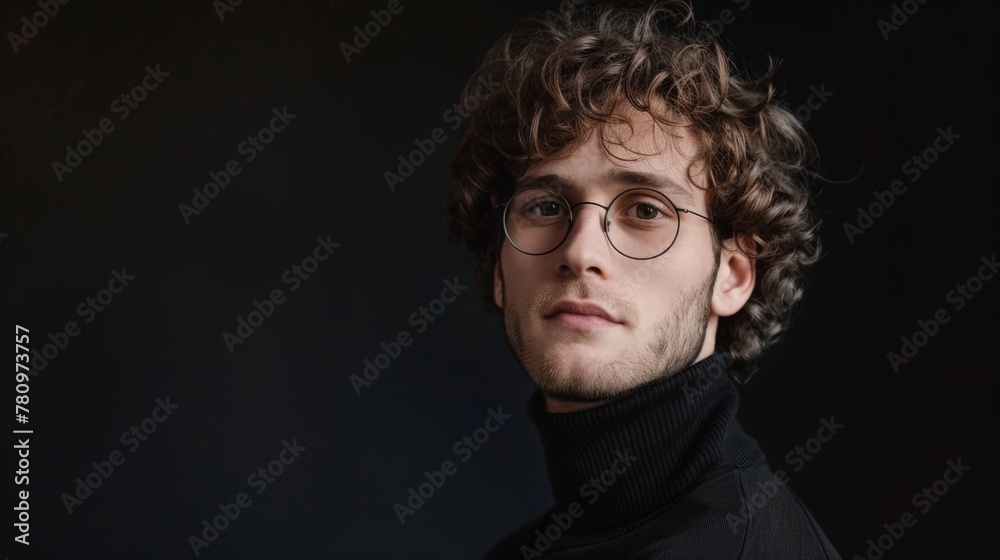 Fototapeta premium Man in glasses and turtleneck sweater