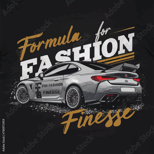 With a loving car and customized vector typography tshirt design