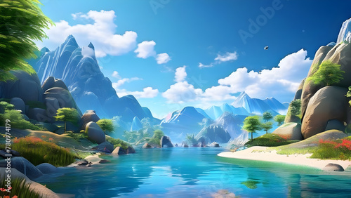 Relaxing and peaceful The combination of 2D and 3D worlds and the popularity of fantasy. Generative AI. #780974179