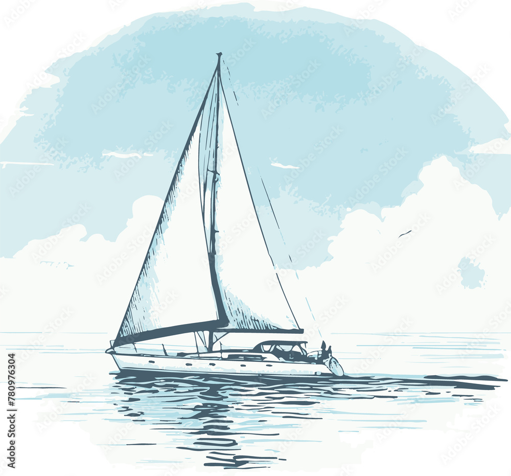 Yacht illustration created by artificial intelligence.