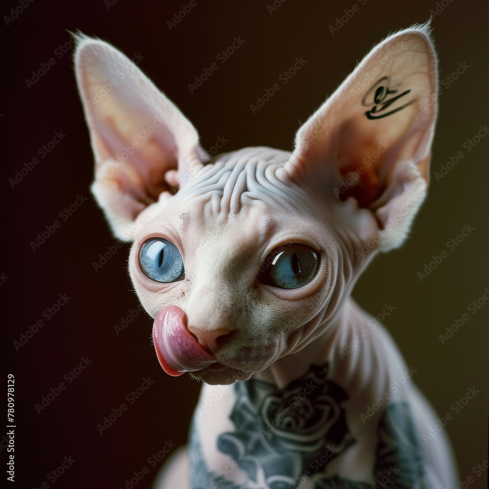 Sphynx Cat with Tattoo

