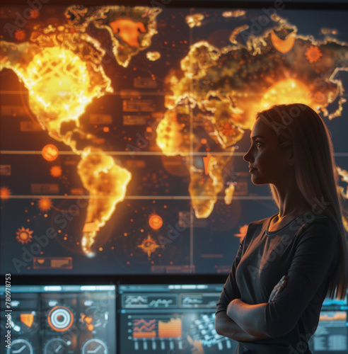 a weather woman in front of screen with map full of sun icons