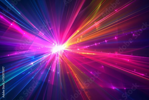 Colorful laser light show, dynamic rays and beams, abstract background for music and entertainment