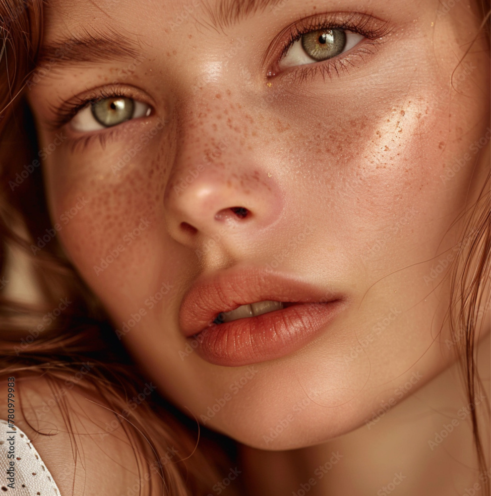 Naklejka premium beauty fashion model of color with natural make-up 20% imperfections