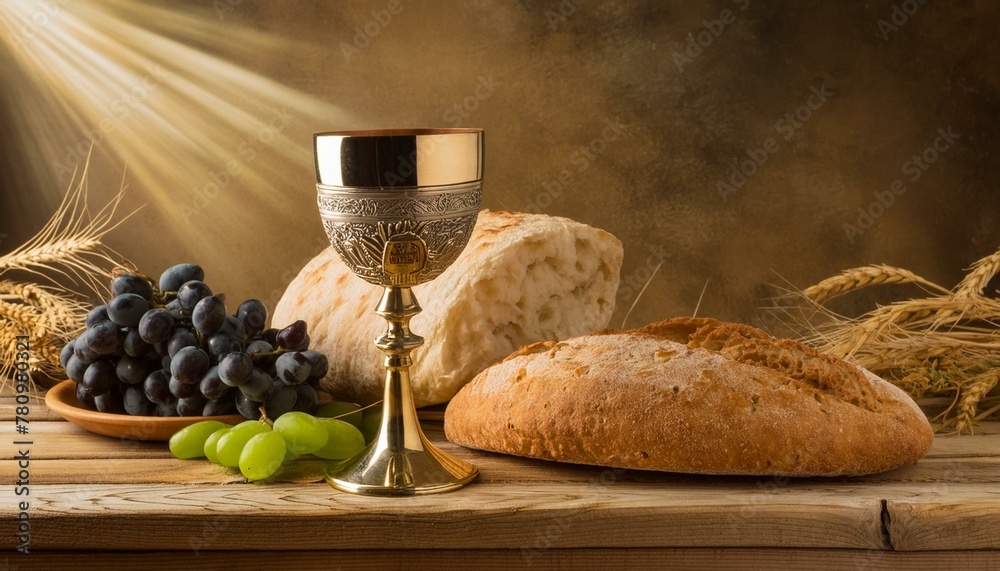Eucaristia Pão E Vinho Em Um Conceito Da Instituição Da Eucaristia