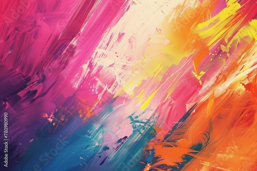 Artistic Abstract Wallpaper with Brushstroke Texture and Vibrant Paint Colors, Digital Illustration